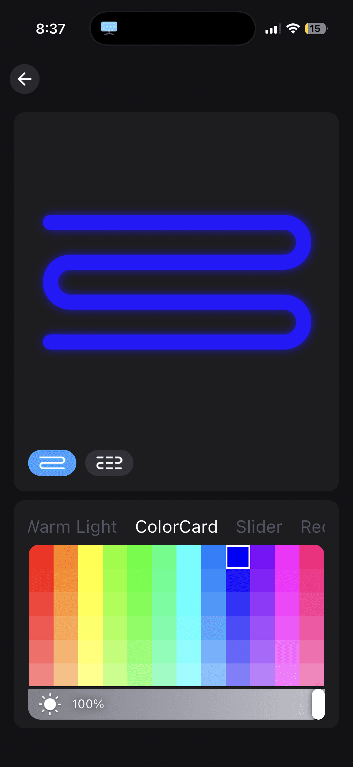 Color picker and brightness control